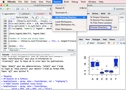 RStudio change working directory