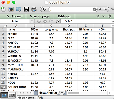 Excel file