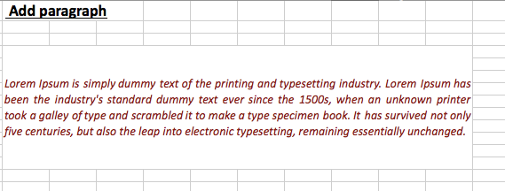 Read and write excel file using R, add paragraph